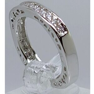 Unique Vintage White Gold GP Round Cut Sim Diamond CZ Stack Wedding Ring‎ Size 8